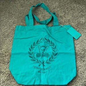 Posh Peanut Teal Embroidered Tote Bag